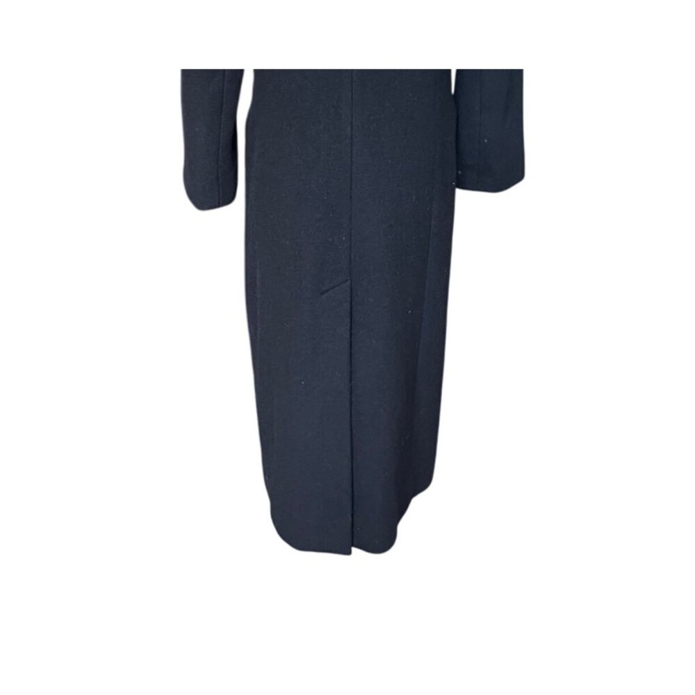 VTG BCBG Black Cashmere Wool Long Overcoat 8 Pea Coat Quiet‎ Luxury Old Money - Picture 6 of 7